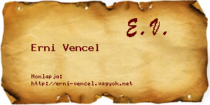 Erni Vencel névjegykártya